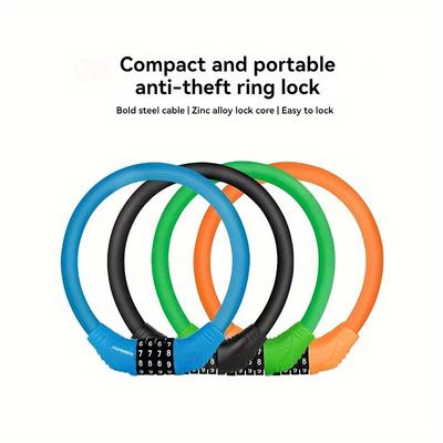 1pc Câble de chaîne de vélo antivol robuste à combinaison portable, avec combinaison réinitialisable à 4 chiffres, adapté aux vélos - 16 pouces