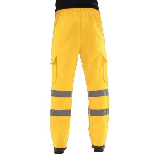 Work Pants Elastic Waist Tear-Resistant Double-Layer Reflective Strips Fabric High-Visibility Safety Pants Heavy-duty Workwear