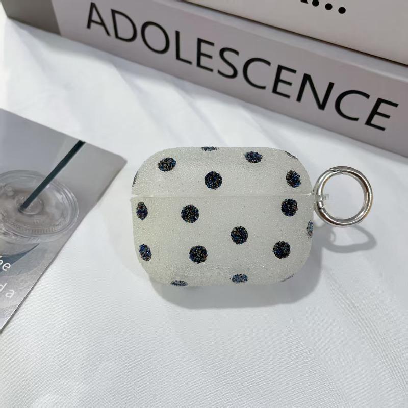 Cute sparkling polka dot headphone case suitable for soft silicone protective case with keychain anti drop shell