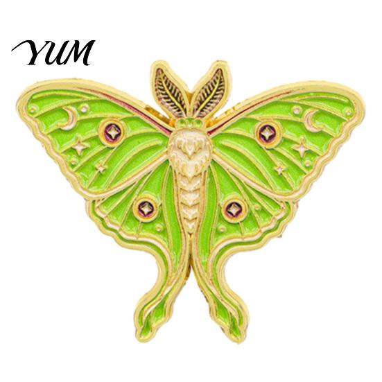 Men Women Jewelry Accessories Vintage Enamel Moth Brooch, Cartoon Insect Alloy Lapel Pin, Retro Clothing Decoration for Suit Dress Coat Scarf Pin