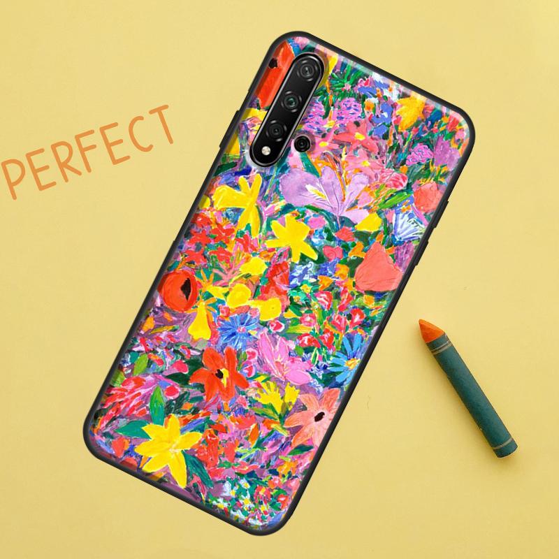 Colourful Flower Painting Art For Huawei Nova Y91 Y70 Y72 Y73 Y60 Y90 Y61 8i 7i 11i 12i 12s 9 10 SE P20 P30 P40 Lite Case