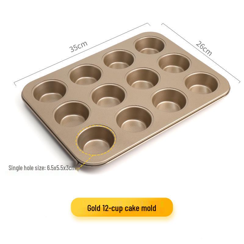 Non-Stick Muffin & Chiffon Cake Mold - High Temp Resistant, 6 & 12-Cavity for Crispy Muffins/Cupcakes.