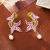 Elegant Drip Oil Earrings Gold Plated Pearl Pendant Earrings  Daily Wear