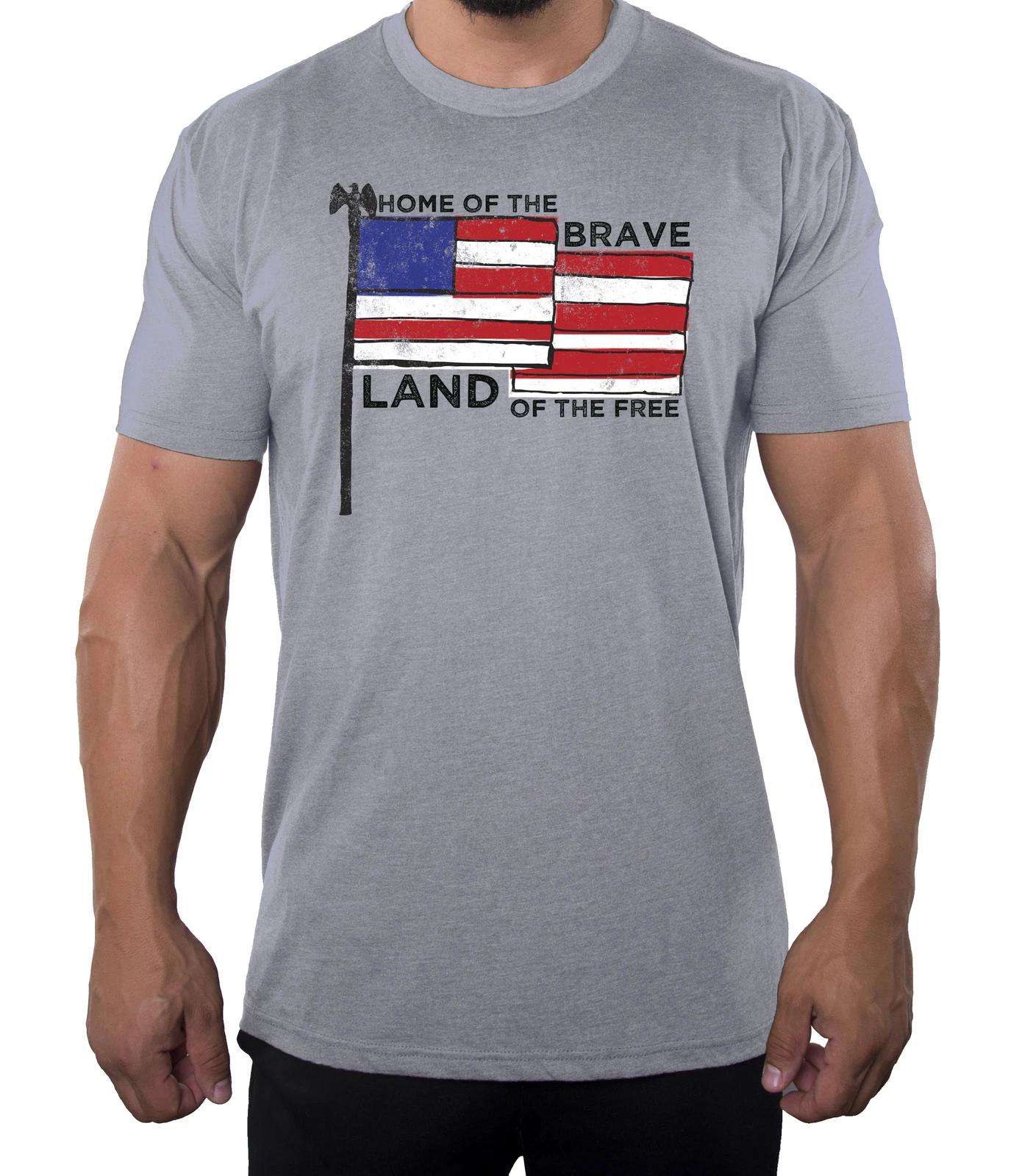 Home of The Free Because of the Brave Men s 4th of July Shirts, Graphic Tees 2XL