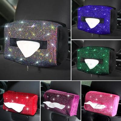 Auto-Tissue-Box mit Diamant-Kristall-Papierhalter, Sitzlehne, Tissue-Box, Serviettenbehälter, Organizer, Halter, Auto-Innenraum-Aufbewahrung