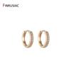 Luxury Rainbow Zircon Hoop Earrings For Women 14K Gold Plated Brass Round Huggie Earrings Wedding Jewelry Gift