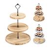 3-stöckiger Holz-Kuchenständer Cupcake-Display für Ständer Snack Dessert Hochzeitsparty Tisch Geburtstag Rund Gestuftes Dessert-Serviertablett