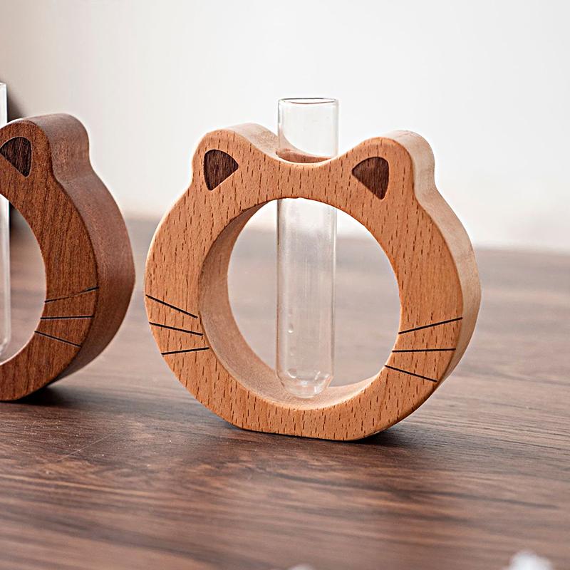 Cartoon Cat Shaped Design Ornaments Hydroponic Bottle Desktop Flower Arrangement Handmade Plastic DIY Home Decorations