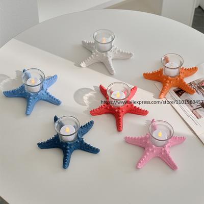 Portacandele a forma di Stella Marina in Resina Mediterranea, Candeliere Decorativo Stile Vintage, Regalo Decorativo Creativo, Conchiglia