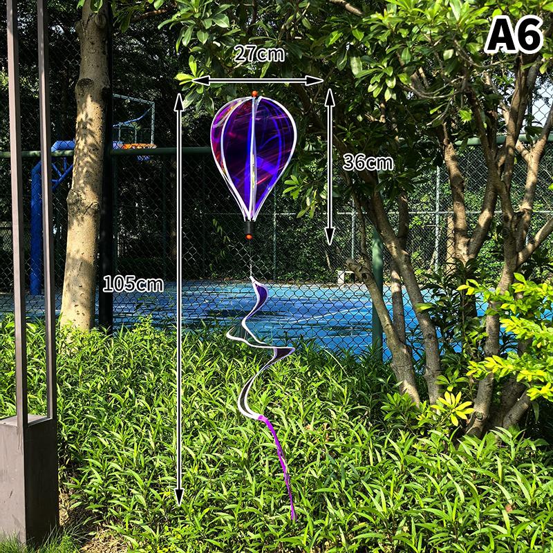 Hot Air Balloon Spinners Plastic Color-changing Film Wind Spinner Striped Tie Dye Rainbow Colors Rotating Windmill Pinwheels
