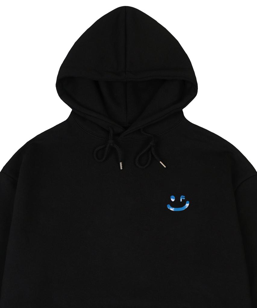 [Unisex] Sky Cloud Drawing Smile Hoodie_Black