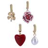   European and American fashion French elegant flower leaf four-piece earrings dripping oil love women's versatile earrings