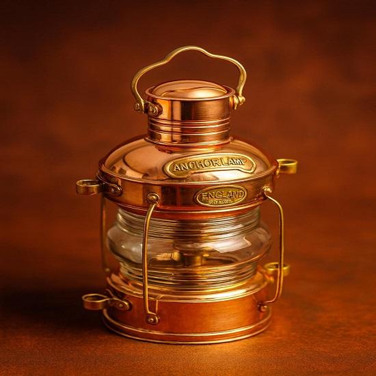 Massiv Koppar Mässing Ankare Bordslampa Maritim Skeppslampa Båtlampa 35,56 cm