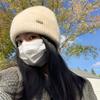 Contains wool Korean version ins simple wool hat women's new small face warm ear protection knitted hat couple