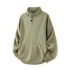 Men's Solid-color Casual Button-down Stand-up Collar Hoodie, Men's Loose Sporty Base Pullover Hoodie