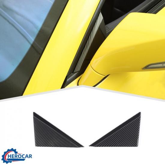 Carbon Fiber Front Window Triangle Cover Trim Panel for Chevrolet Camaro 2010-15