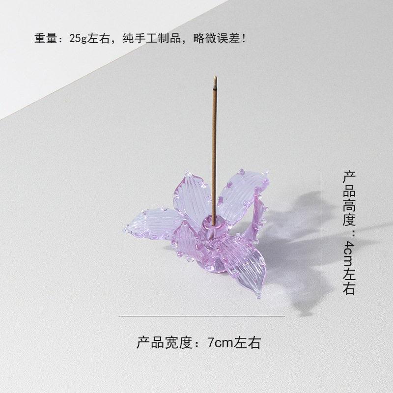 Handmade Flower Ceramic Incense Holder, Artificial Crystal Glass Foam Incense Sticks Holder  Artistic Iris Flower Gift for Women