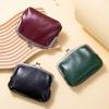 New Vintage Coin Purse Women's Top Layer Cowhide Versatile Double Clamp Storage Bag Gold Clip Bag