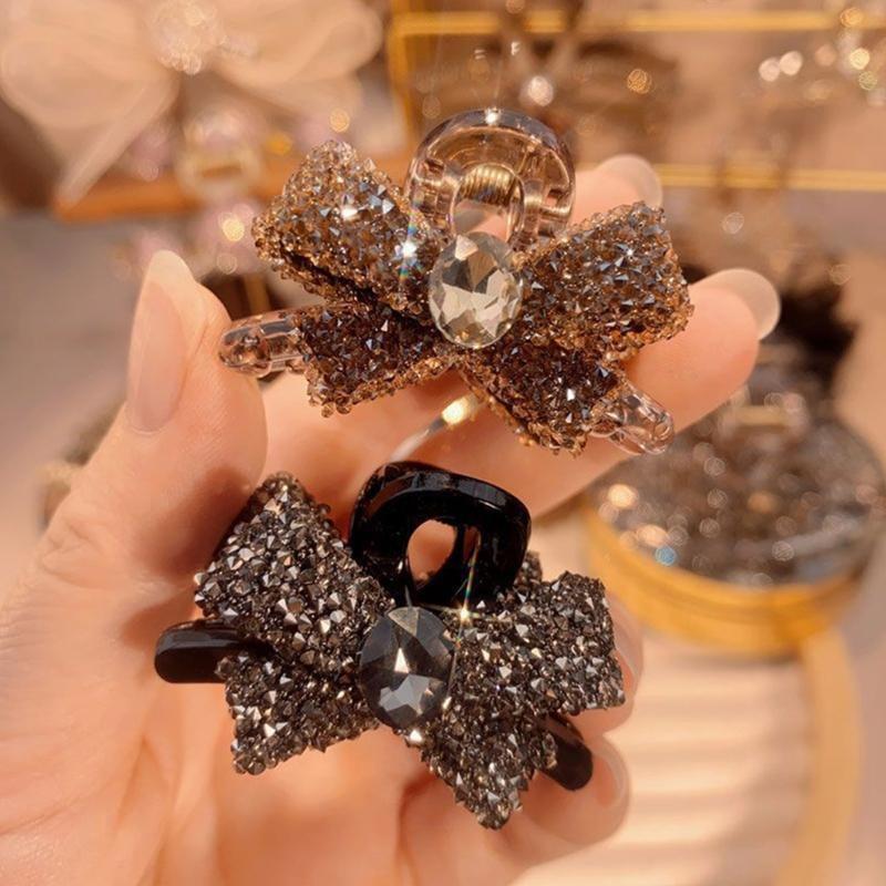 2PCS Rhinestones Bowknot Hair Clip for Women Girl Special Event and Casual Wear Enhancing Outfit Hair Styling Hair Claw