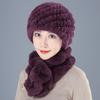 Middle-aged Rex rabbit hair hat female autumn and winter warm elderly grandmother ear protection fur mother wool scarf