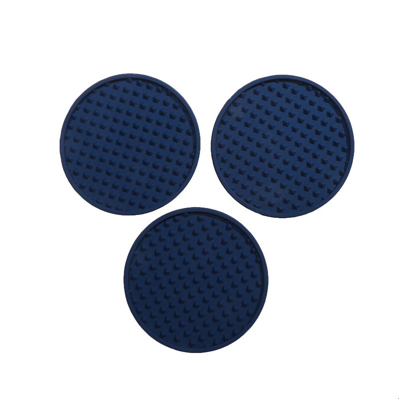 3pcs Coasters Food Grade Silicone Circular Coaster Heat Resistant Cup Dish Drying Mat Tabletop Protection Non-Slip Drink Coaster