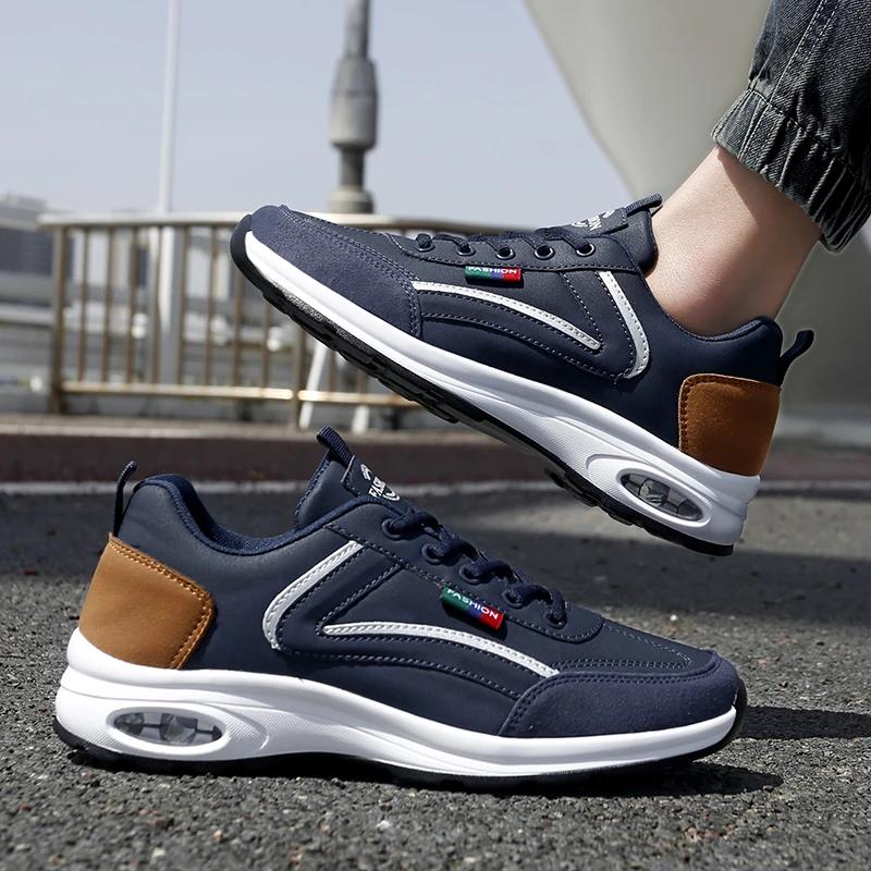 Men Luxury Sneakers Summer Thick Soled Fast Drying Anti Slip Height Increasing Walking Shoes PU Leather Footwear Tennis for Men