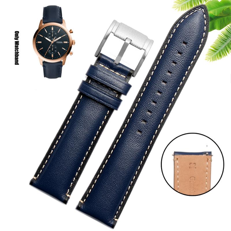 Genuine Leather 22mm Watch Strap for FOSSIL FS4835/FS5237/ME3052/FTW1114 Cowhide 20mm Watch Band Replace Waterproof Bracelet Men