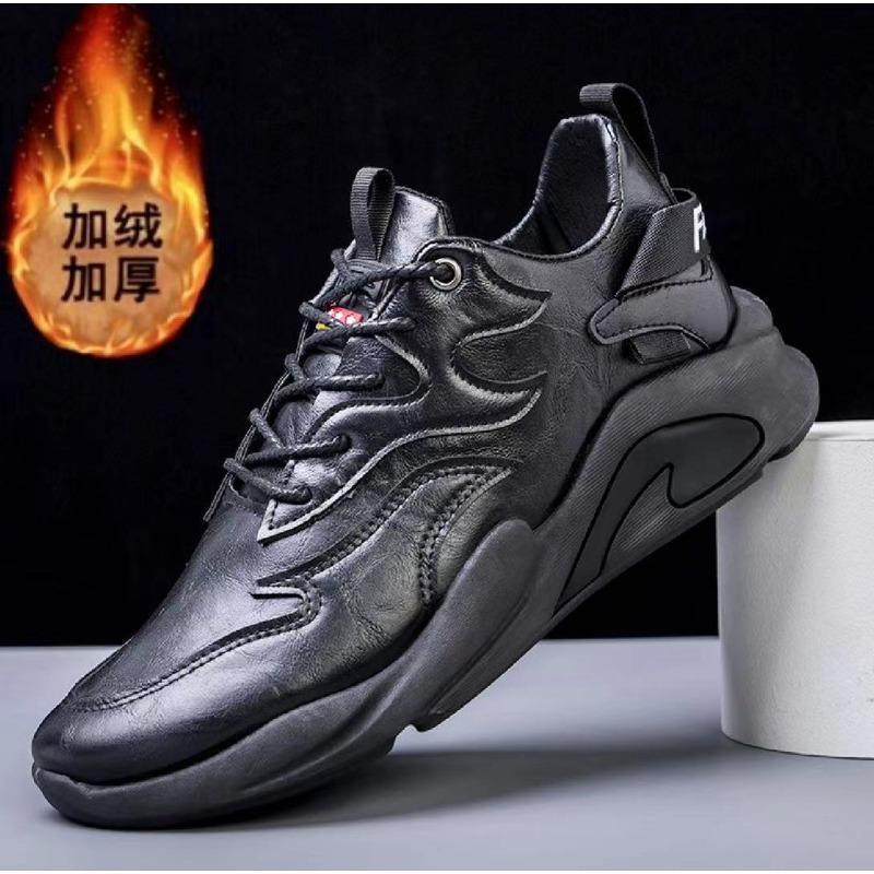 

Мужская обувь новая мужская спортивная обувь однотонная кожаная поверхность повседневная обувь платформа тренд кроссовки для бега 44