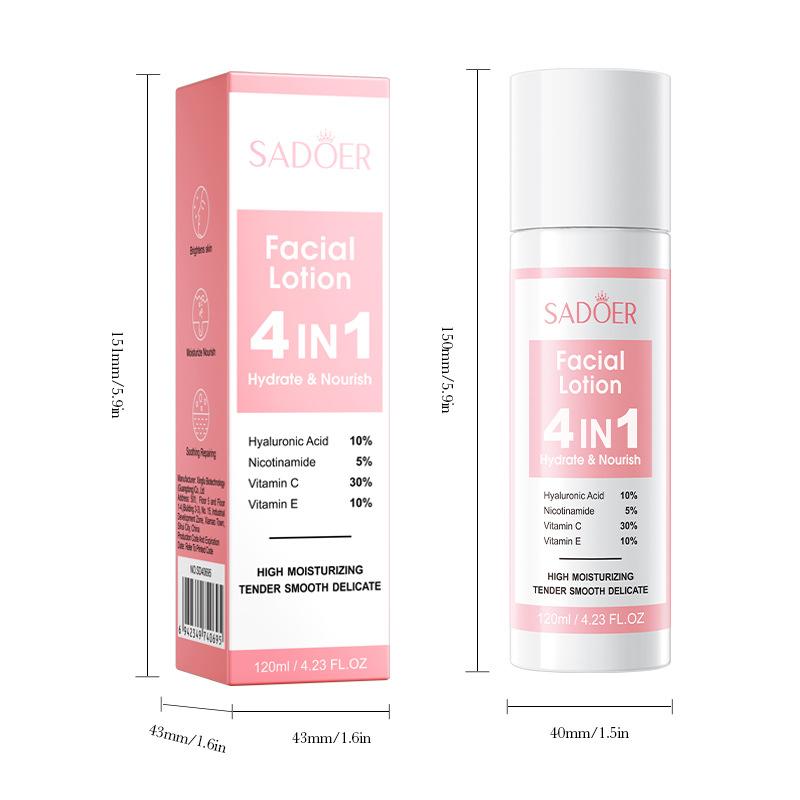Four-in-one Multi-effect Lotion 120ml SADOER Hydrating and Moisturizing Skin Water Milk