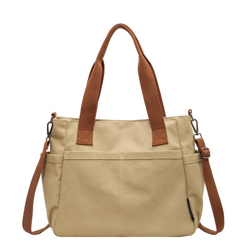 

Стильная и простая однотонная холщовая сумка Новая студенческая сумка через плечо-мессенджер Женская повседневная универсальная плечевая сумка-тоут хаки