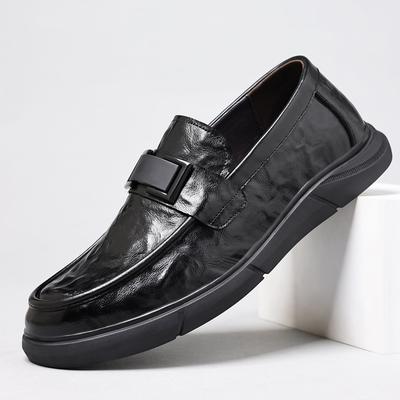 Men's Casual Leather Shoes 2025 New Versatile Trend Doudou Shoes Men's High-end Hand-scratched Leather Loafers