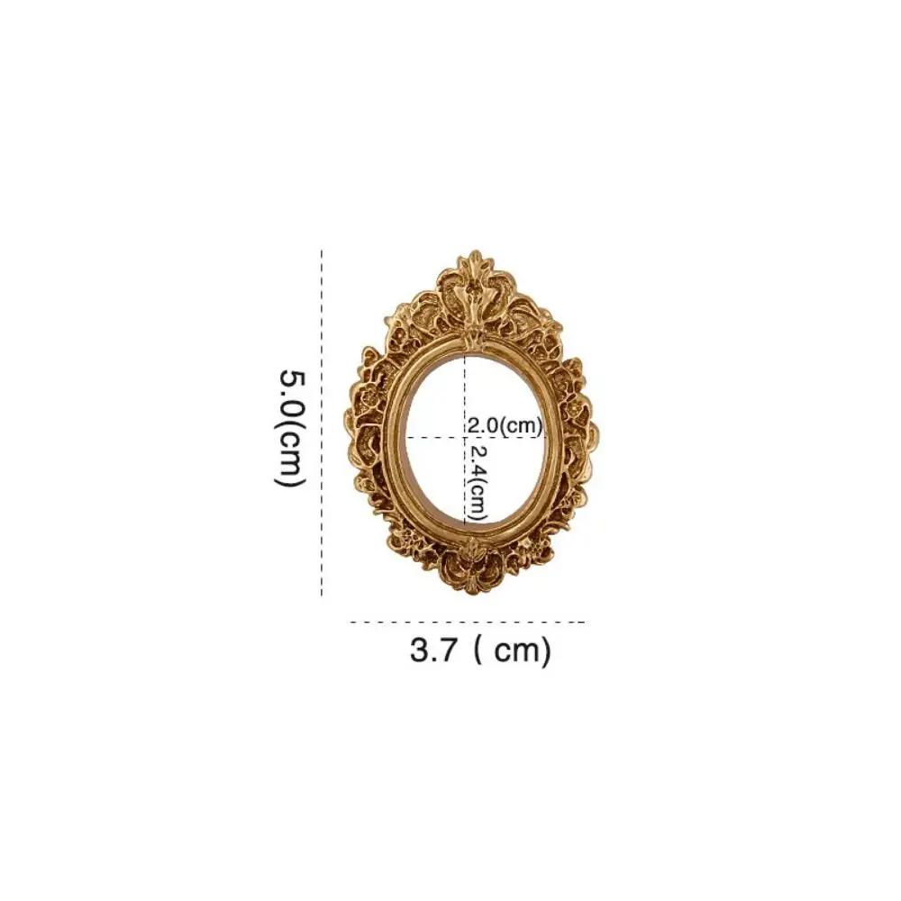 Durable DIY Resin Photo Frame Rustic 3D Mini Mirror Props Miniature Mirror Small Model Phone Shell Material