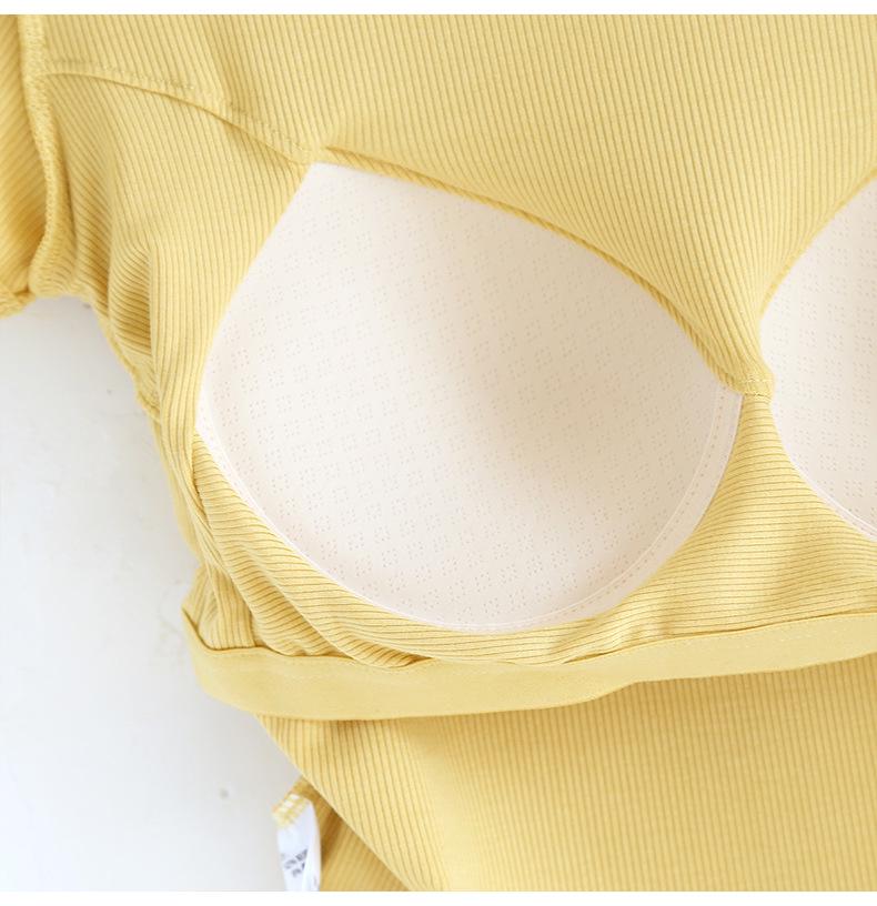 Women's Slim High Collar Short Sleeve T-Shirt with Chest Pads