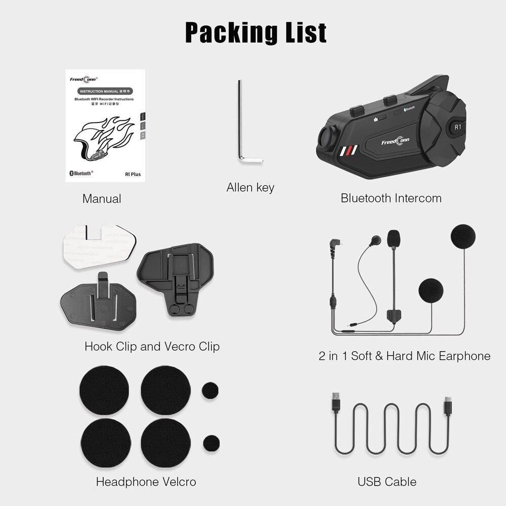 Motocyklová helma Dash Cam Bluetooth sluchátka Hands-free komunikátor Záznam videa 1080p vysílačka