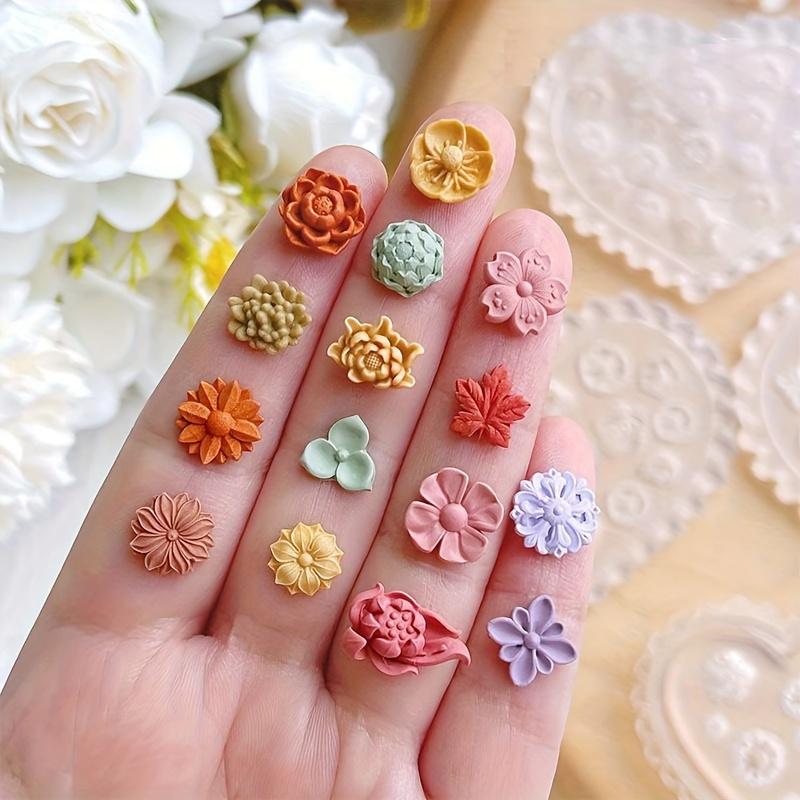 12 Pcs Polymer Clay Molds Mini Floral Clay Molds for Jewelry Making, Earring Decoration