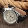Men S Automatic Mechanical Watch with Leather Strap Fashion Wristwatch Calendar Date Display