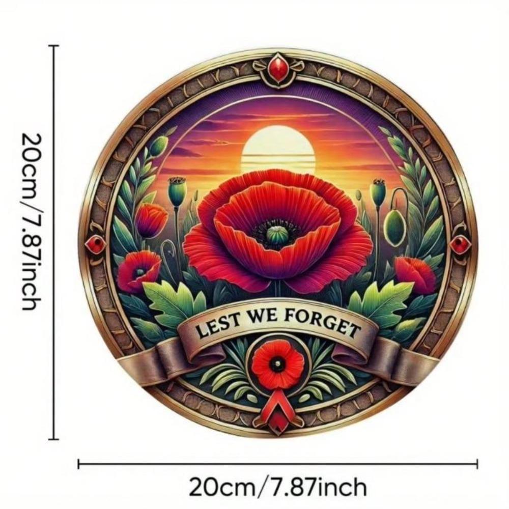 Memorial Aluminum Poppy Metal Sign Indoor Outdoor Wall Decor