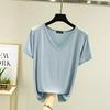 Women's Plus Size V-Neck Modal T-Shirt - Short Sleeve, Loose Fit, Thin Layer, Korean Style