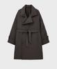 Noirer Padded Wrap Trench Coat (Burgundy)