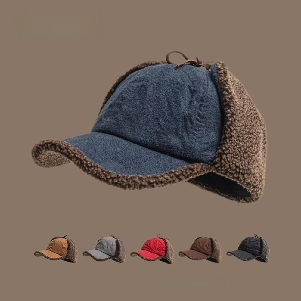 Cozy Retro Bomber Hat Suede Material Warm Fleece Flying Hat Thickened Design Windproof Ear Fleece Hat Winter for Men and Women