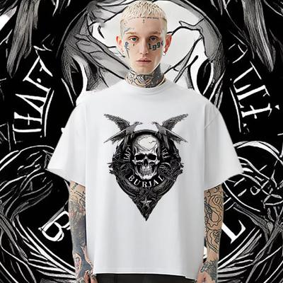 Hot Sale 2024 New Europe Sleeved Top Loose Oversize Round Neck Printed Slight Stretch Shirt Hip Hop Customization Funny Tops