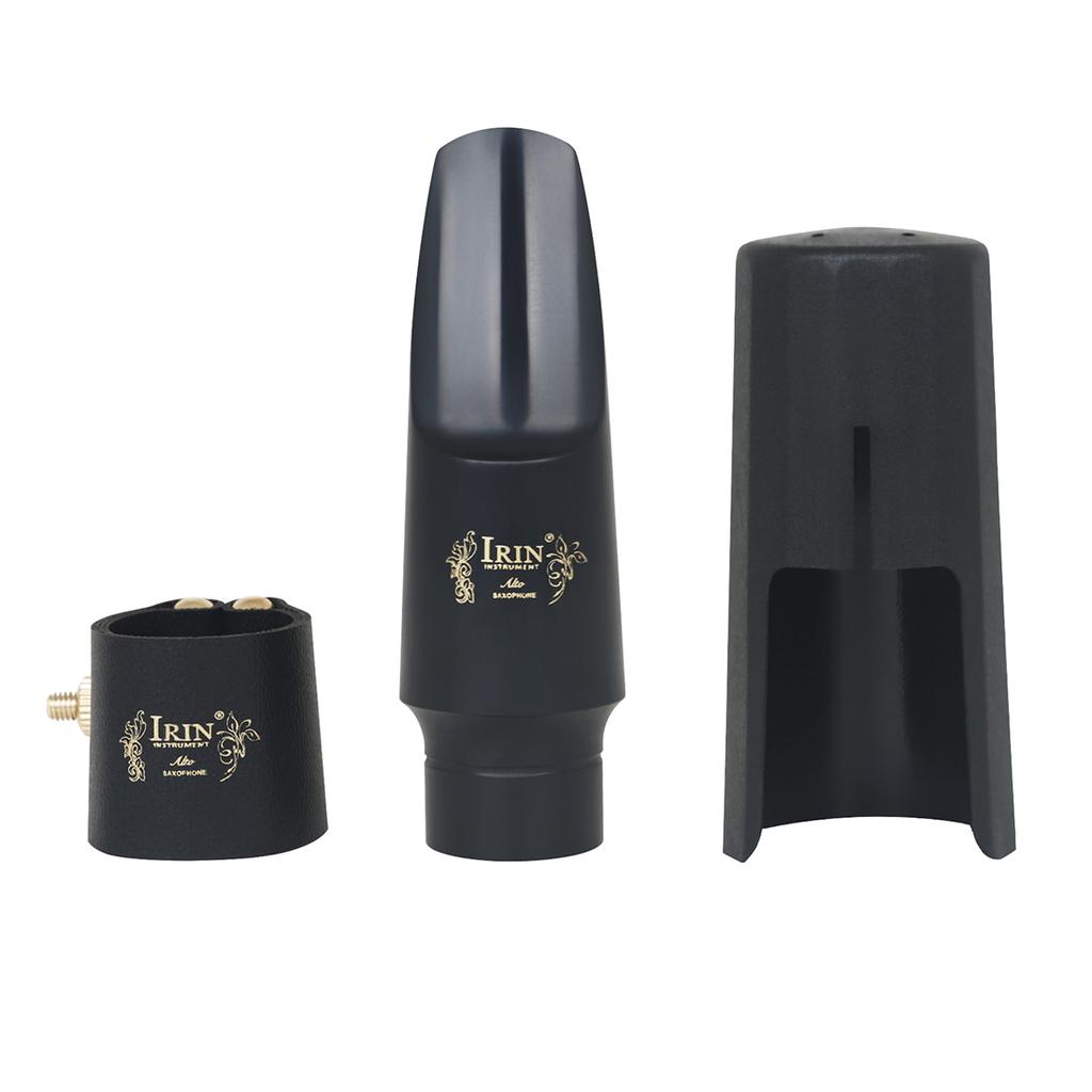 Set Bocchino Sassofono Contralto Moschettone Regolabile in Pelle Strumento a Fiato Nero Parti Accessori Bocchino Sassofono