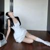 Summer Temperament Lace Splicing Suspender Dress Women's Fashion Sweet and Spicy Style Sexy Slim Slim Slim a Word Short Skirt