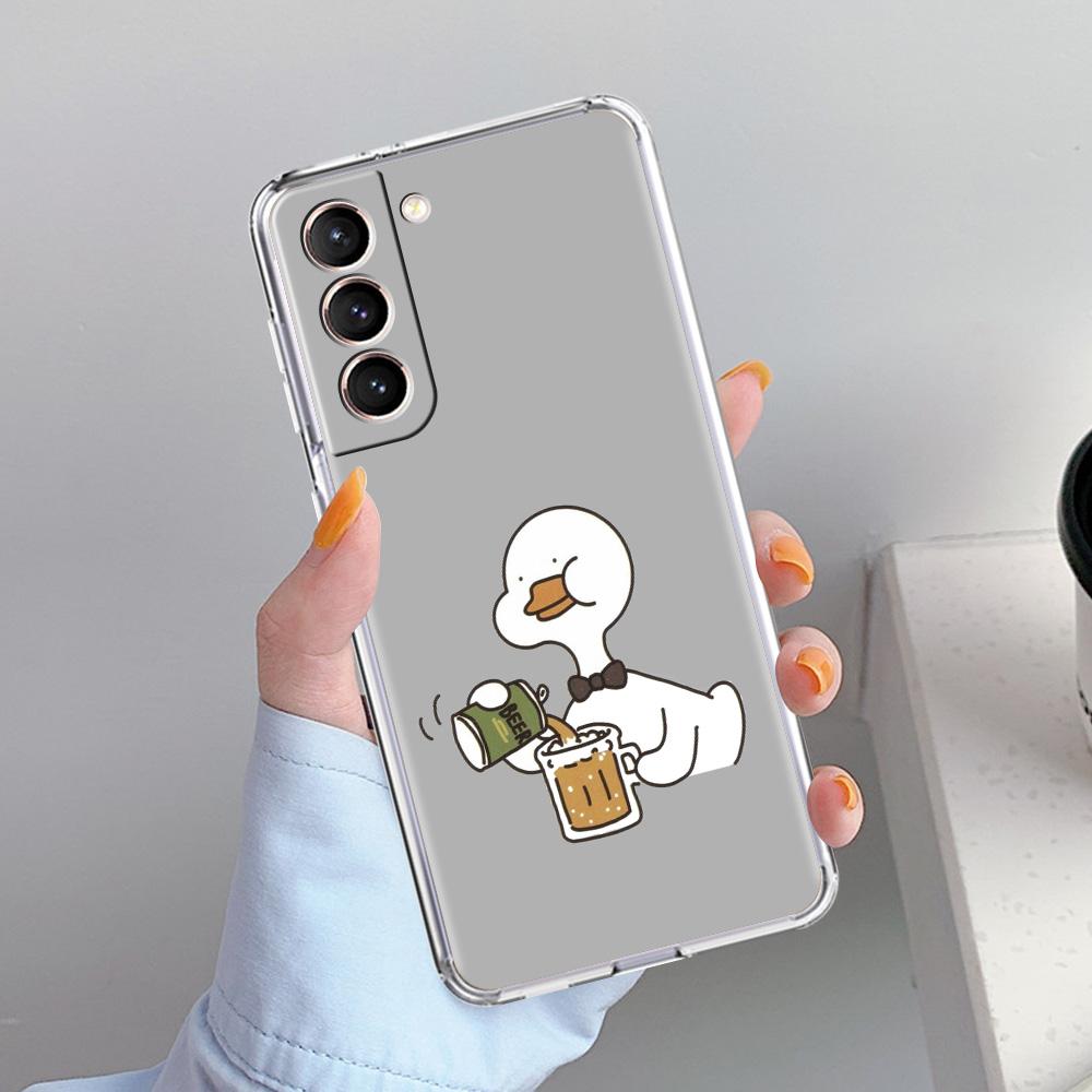 Phone Case For Samsung Galaxy S26 S25 S24 S23 S22 Ultra S20 S21 FE 5G Plus Soft Clear Cover Funny Cute Duck Fashion Couple