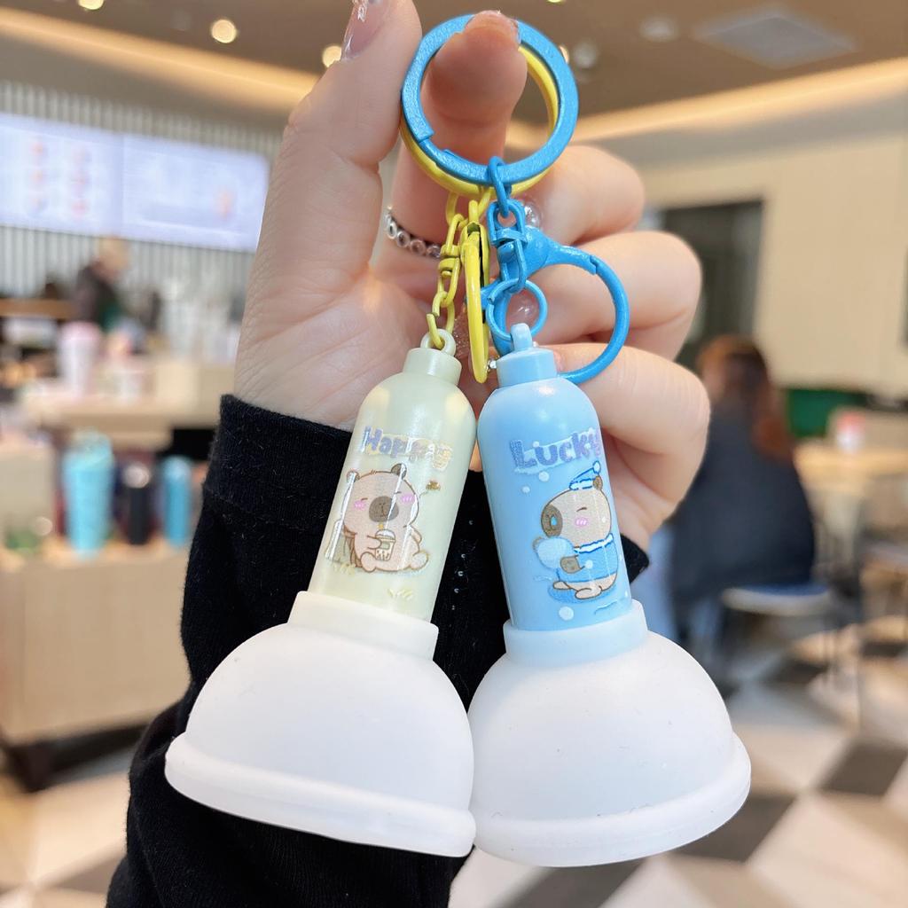 Luminous Keychain Toilet Plunger: Cute Night Light & Decompression Toy for Students