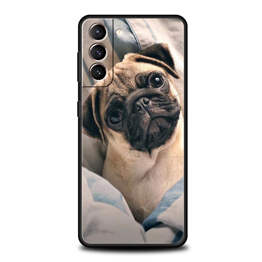 Cute Pug Dog Phone Case For Samsung Galaxy S24 S23 S22 S20 Ultra S21 FE 5G S10 S9 Plus S10E S8 Soft Silicone Cover