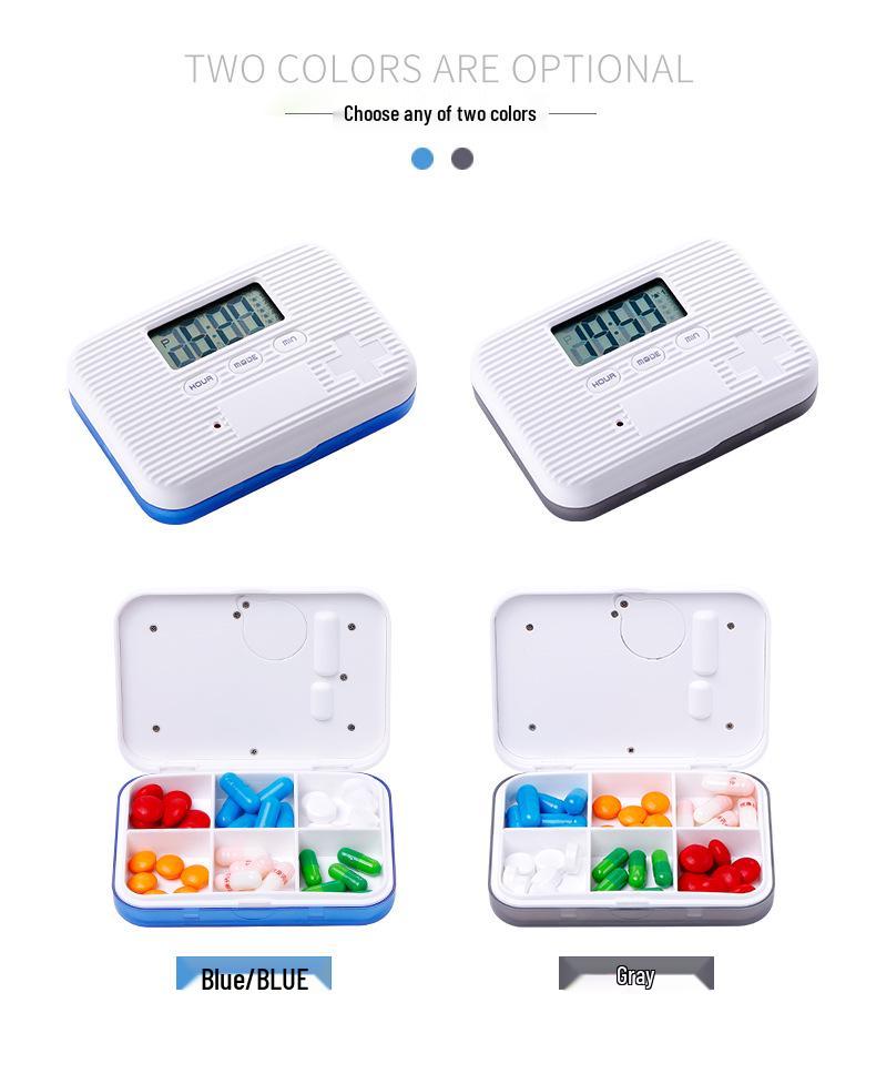 Compact 6-Compartment Smart Pill Timer