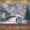 1pc Winter Christmas Snow and Forest Pattern Tapestry, Made of Polyester, Machine Washable, Suitable for Bedrooms Living Rooms.
