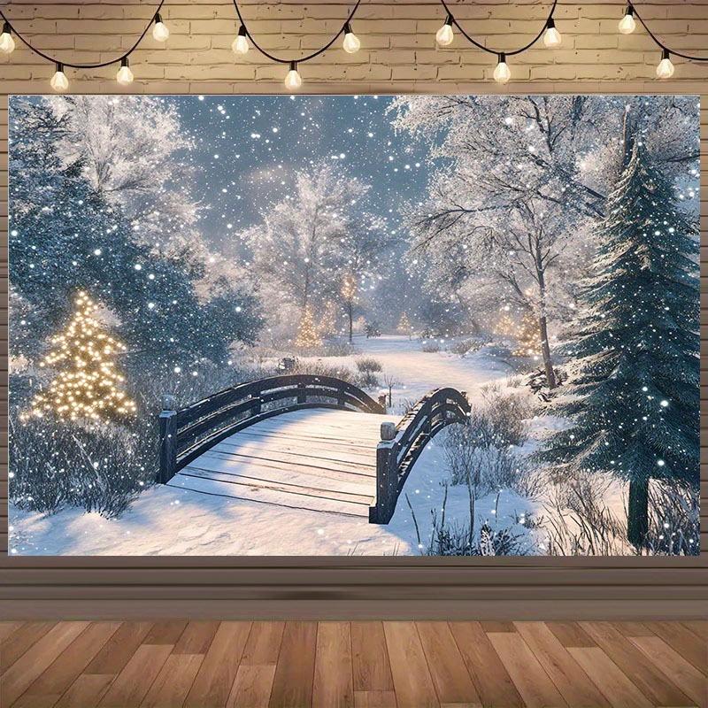 1pc Winter Christmas snow and forest pattern tapestry, made of polyester, machine washable, suitable for bedrooms living rooms. 100X70CM