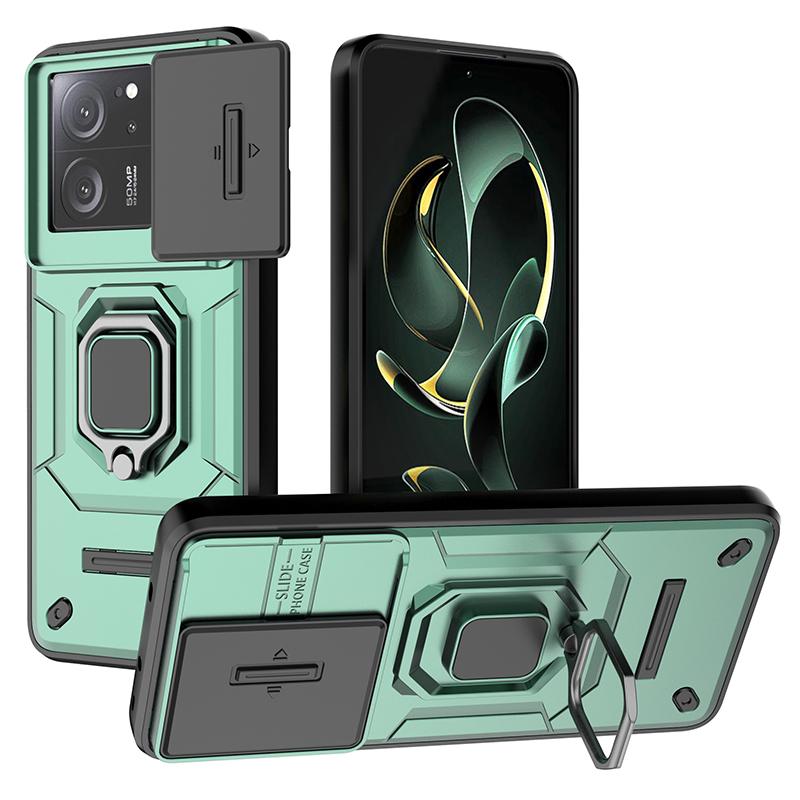 For Xiaomi Redmi K60 Ultra/13T/13T Pro Back Cover Slide Lens Lid PC+TPU Kickstand Phone Case